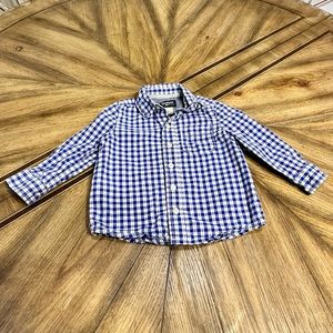 EUC OshKosh B’Gosh Toddler Boys Gingham Button Down Long Sleeve Shirt—Size 2T